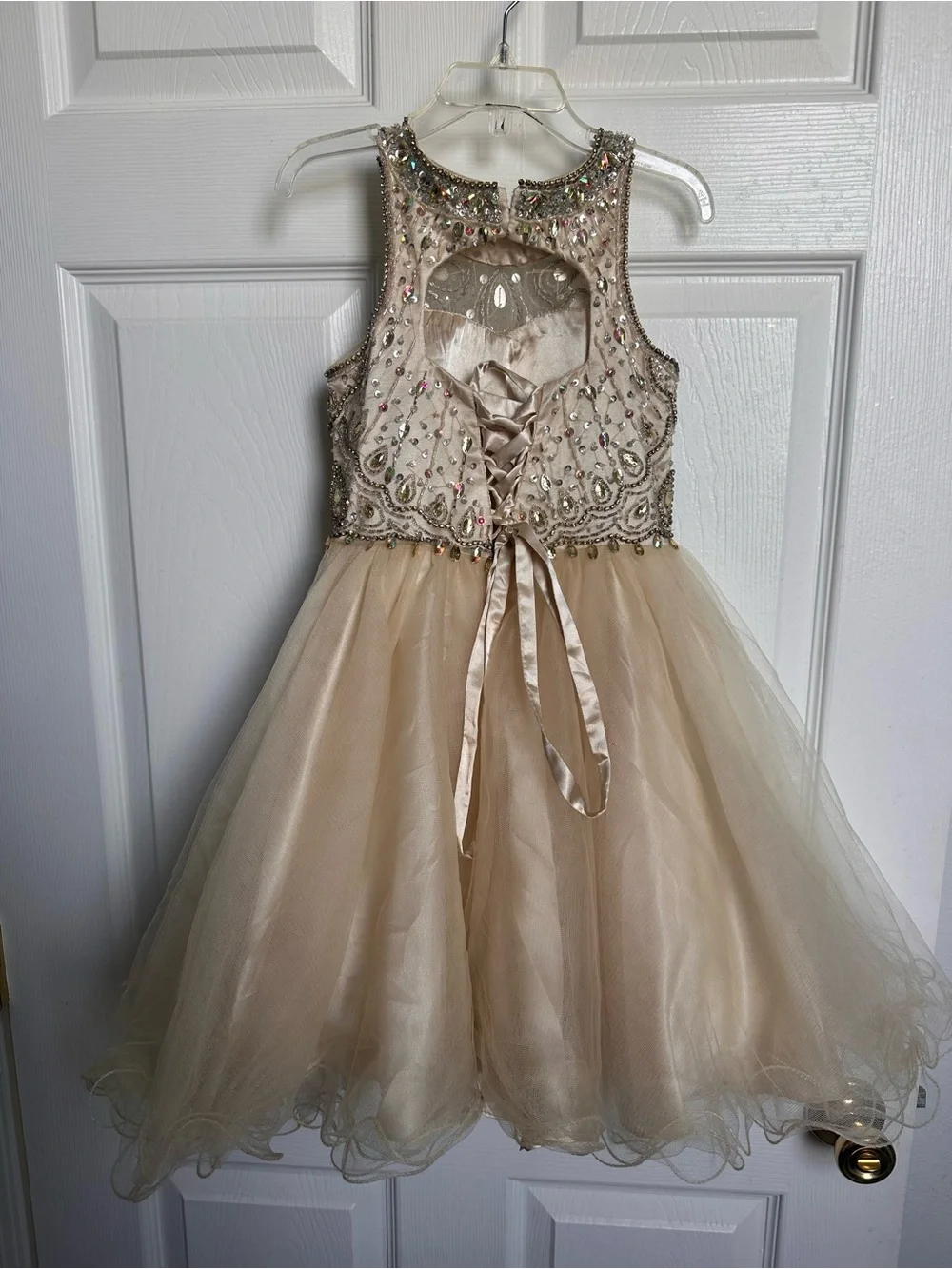 Girls' Embellished Gold Tulle Dance Dress